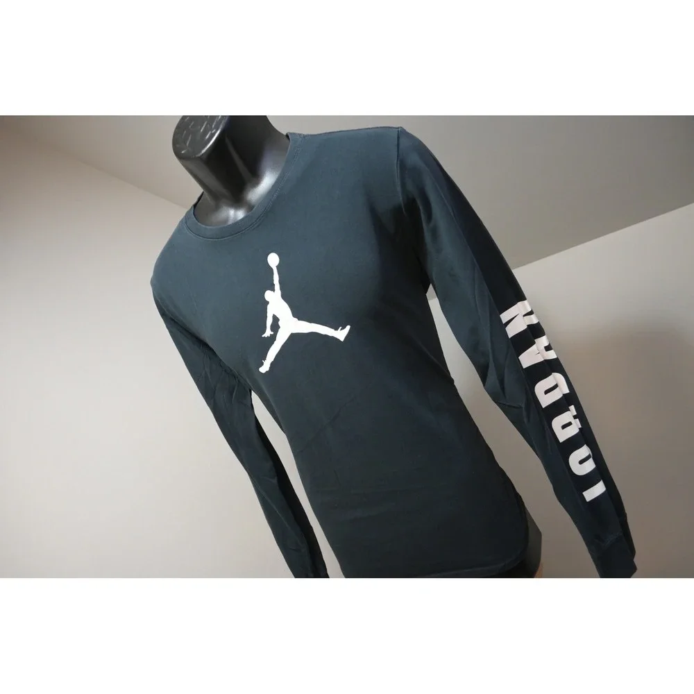 Nike Jordan Dri-FIT Long Sleeve T-Shirt Mens Medium Black Jumpman Graphic EUC